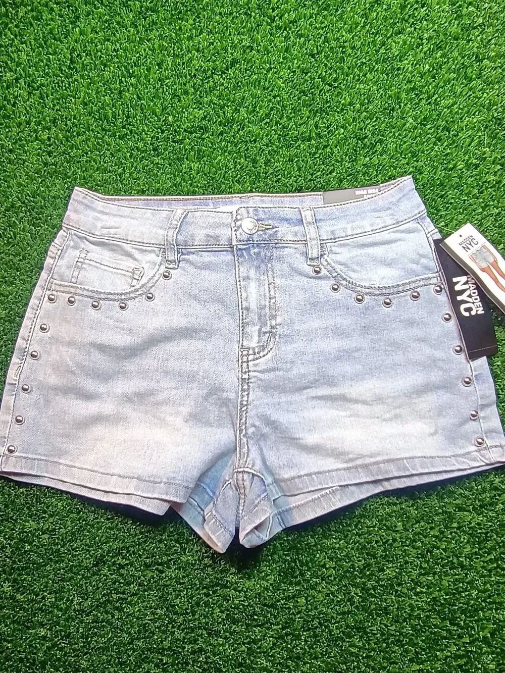 Madden NYC Light Wash Studded Denim Shorts - Size 4 NWT